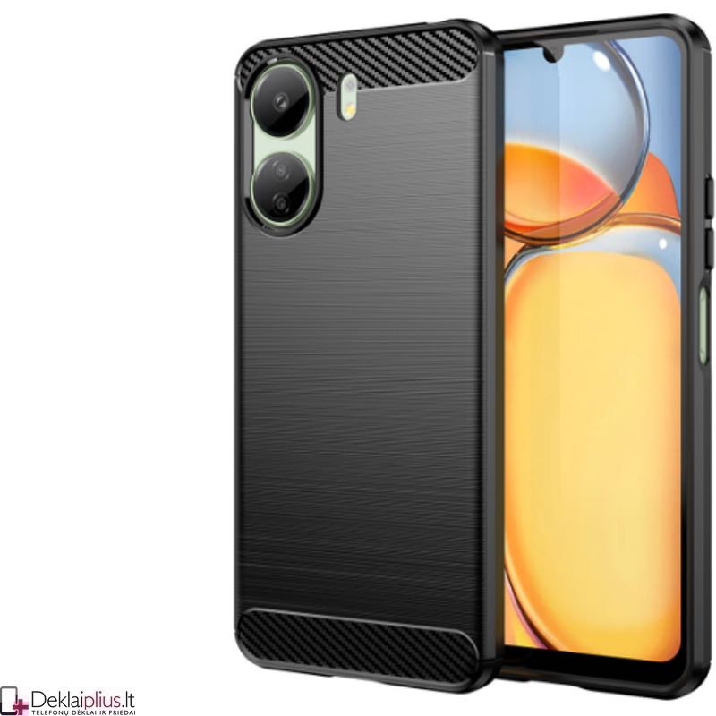 Carbon guminis dėklas - juodas (Xiaomi Redmi 13C/Poco C65) Carbon guminis dėklas - juodas (Xiaomi Redmi 13C/Poco C65)